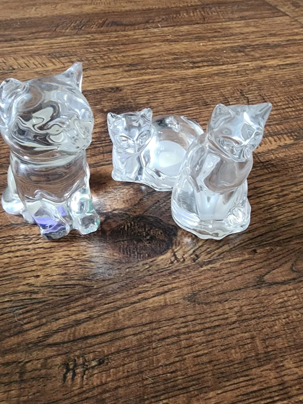Crystal Cat Salt And Pepper Shaker Set And Paper Weight